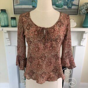 Anxiety Semi Sheer Ruffle Sleeve Blouse Size Medium Y2K Romantic